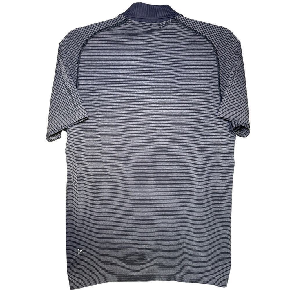 Lululemon Metal Vent Tech Polo Shirt Seamless Striped In Blue Grey Size Small - Picture 6 of 11